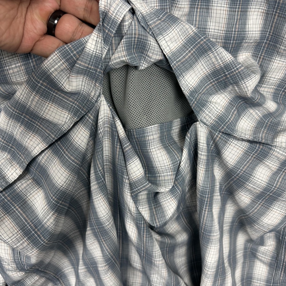 Simms Shirt Mens Large Blue Plaid Vented Fishing Snap Button Front Mesh L/S - Picture 14 of 16